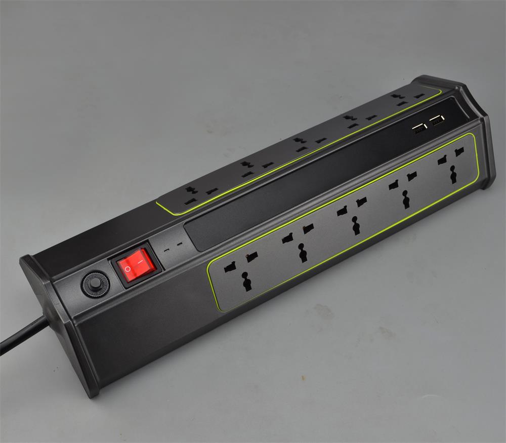 Surge Protector Power Strip With 3 Universal Ac Outlets And Usb Ports, Led Light, 110v-250v Socket Board Individual On/off Switches, 2500w/10a, Power
